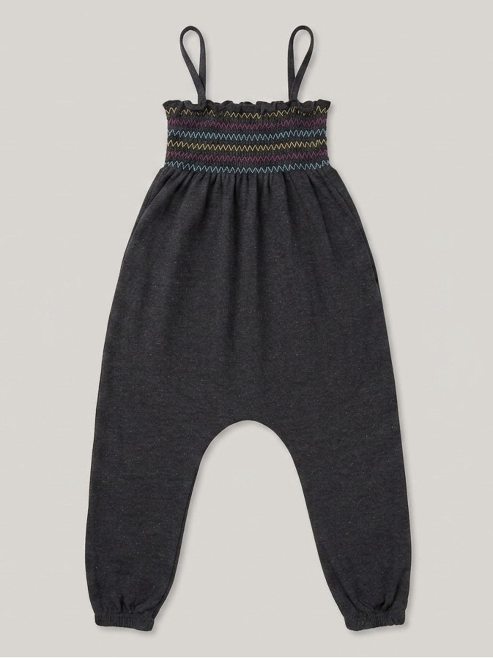 Appaman Charcoal Jumpsuit with Rainbow Smocked Top